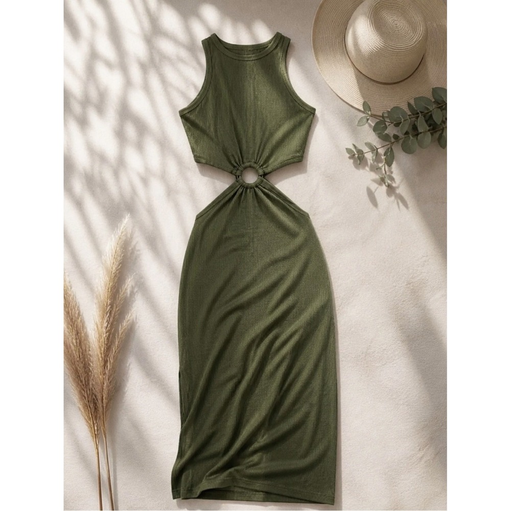 Arizona Jean Company Olive Green Ring-Front Maxi Dress Size XS